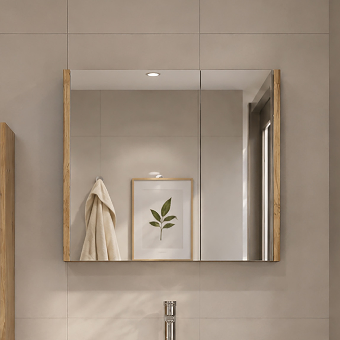    Bonitobagno Salvo Aynalı 80 cm Banyo Dolabı Üst Modül Beyaz 