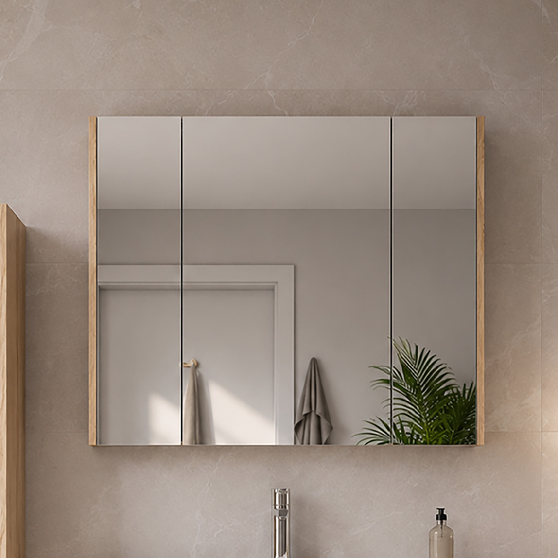    Bonitobagno Salvo Aynalı 100 cm Banyo Dolabı Üst Modül Antrasit 