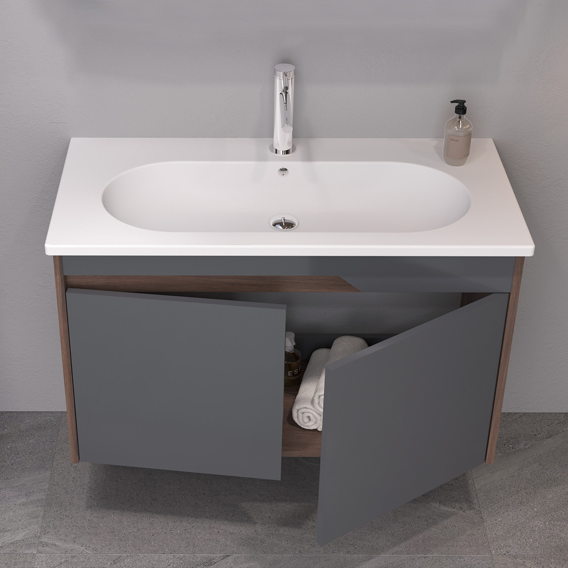    Bonitobagno Salvo 100 cm Banyo Dolabı Alt Modül Antrasit 