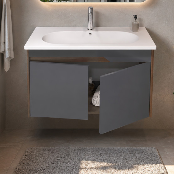 Bonitobagno Salvo 100 cm Banyo Dolabı Alt Modül Antrasit