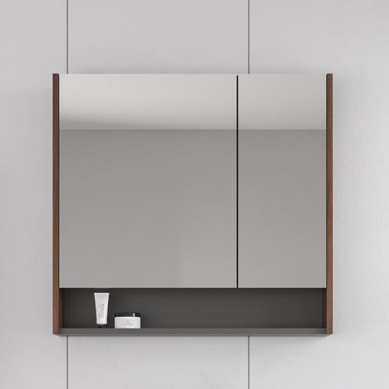 Bonitobagno Alberi Navaro Aynalı 80 cm Banyo Dolabı Üst Modül Ceviz
