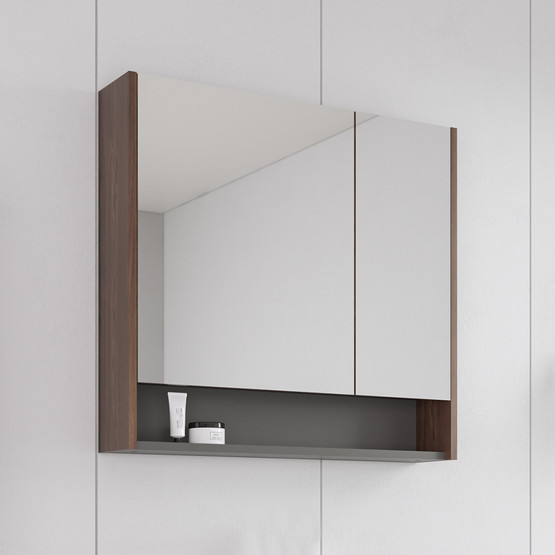 Bonitobagno Alberi Navaro Aynalı 80 cm Banyo Dolabı Üst Modül Ceviz