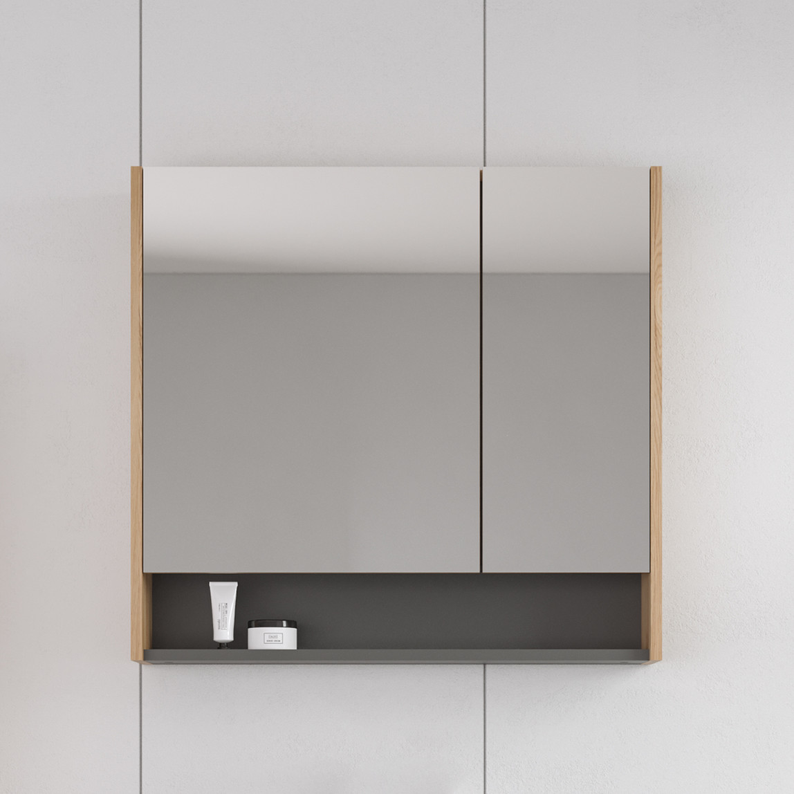    Bonitobagno Alberi Legnano Aynalı 80 cm Banyo Dolabı Üst Modül Ceviz 