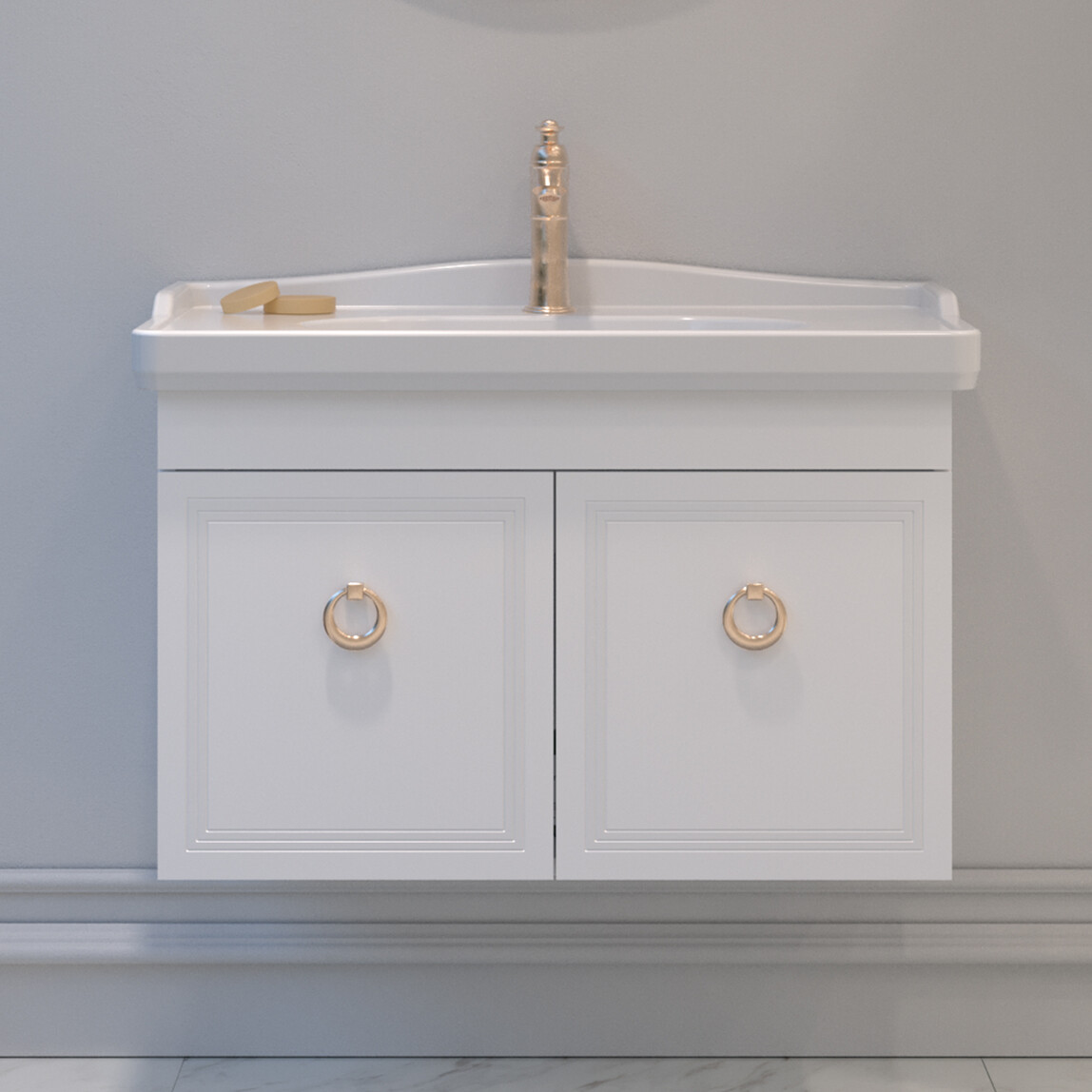    Bonitobagno Livorno 85 cm Banyo Dolabı Alt Modül Beyaz 