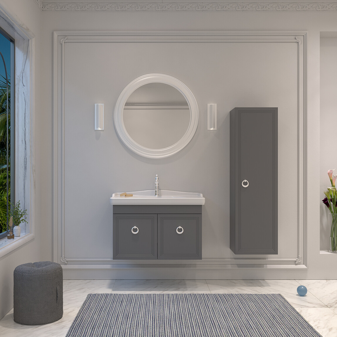    Bonitobagno Livorno 85 cm Banyo Dolabı Alt Modül Antrasit 