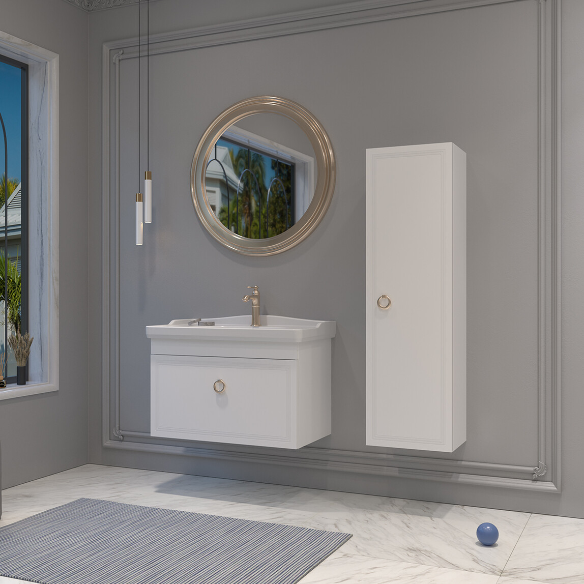    Bonitobagno Livorno 85 cm Banyo Dolabı Alt Modül Beyaz 