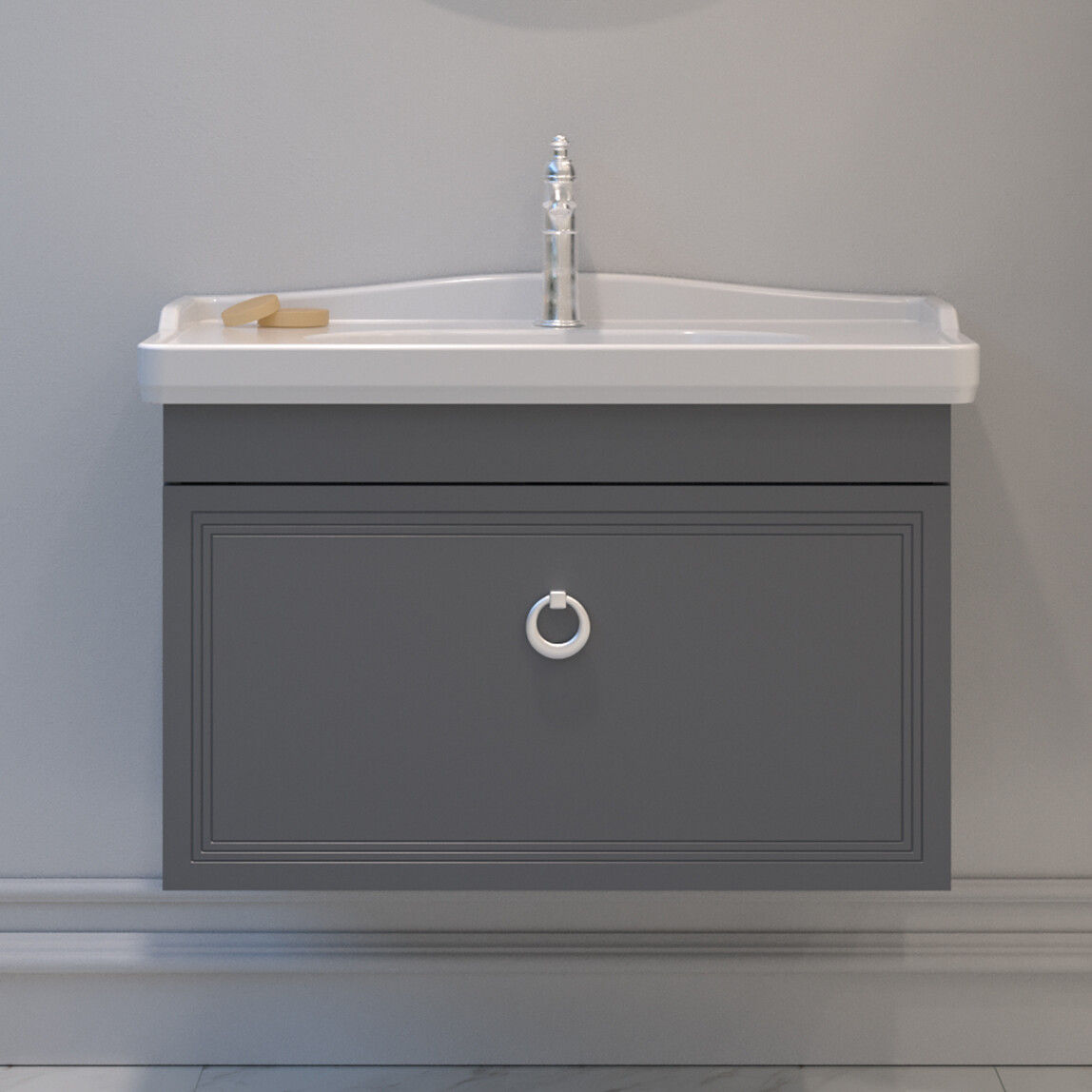   Bonitobagno Livorno 85 cm Banyo Dolabı Alt Modül Antrasit 