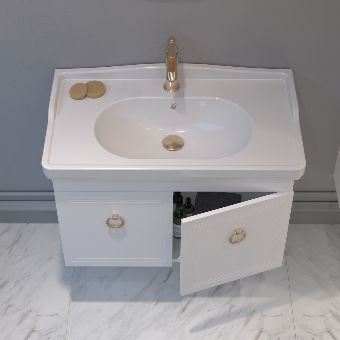    Bonitobagno Livorno 105 cm Banyo Dolabı Alt Modül Beyaz 