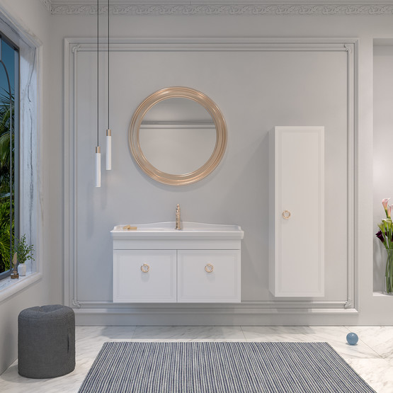 Bonitobagno Livorno 105 cm Banyo Dolabı Alt Modül Beyaz