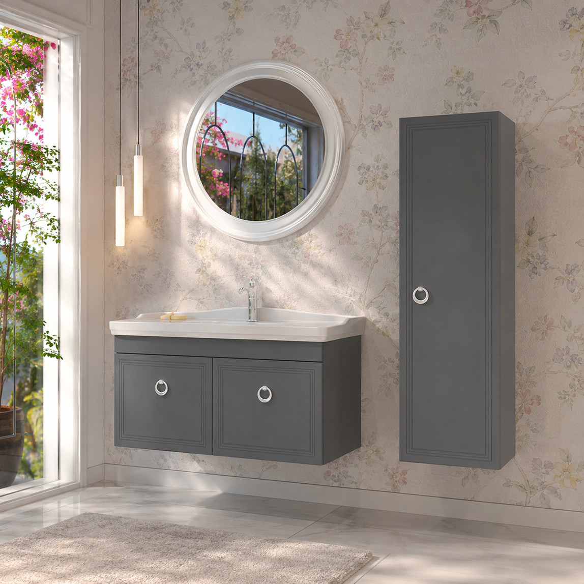    Bonitobagno Livorno 105 cm Banyo Dolabı Alt Modül Antrasit 