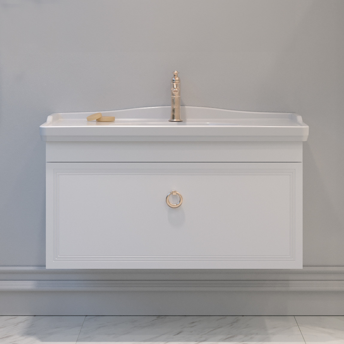    Bonitobagno Livorno 105 cm Banyo Dolabı Alt Modül Beyaz 