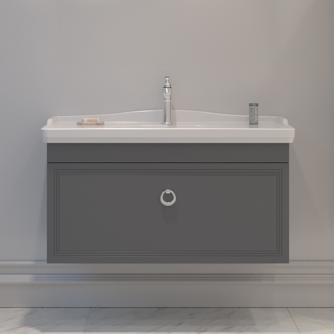    Bonitobagno Livorno 105 cm Banyo Dolabı Alt Modül Antrasit 