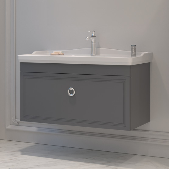 Bonitobagno Livorno 105 cm Banyo Dolabı Alt Modül Antrasit