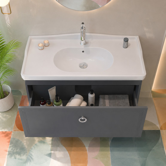 Bonitobagno Livorno 105 cm Banyo Dolabı Alt Modül Antrasit