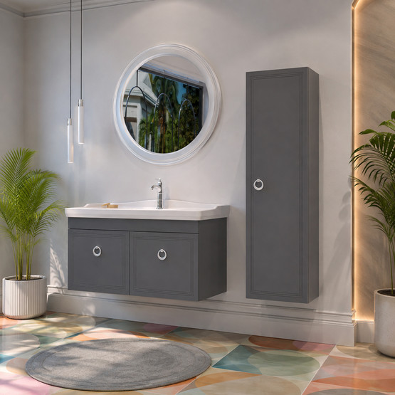 Bonitobagno Livorno 105 cm Banyo Dolabı Alt Modül Antrasit
