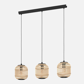 Bordesley Ahşap - Çelik 3'lü Sarkıt Avize