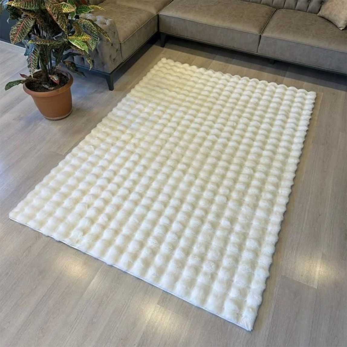    Crea Krem Mantar Post Ebatlı Halı 120x180cm 