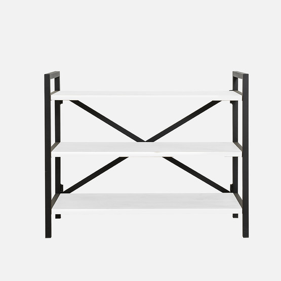 Quick Furni 3 Katlı Metal Ayaklı Ayakkabılık Beyaz