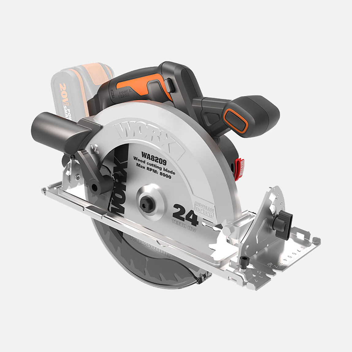    Worx WX520.9 20Volt 190mm Kömürsüz Profesyonel Şarjlı Daire Testere (Akü Dahil Değildir)  