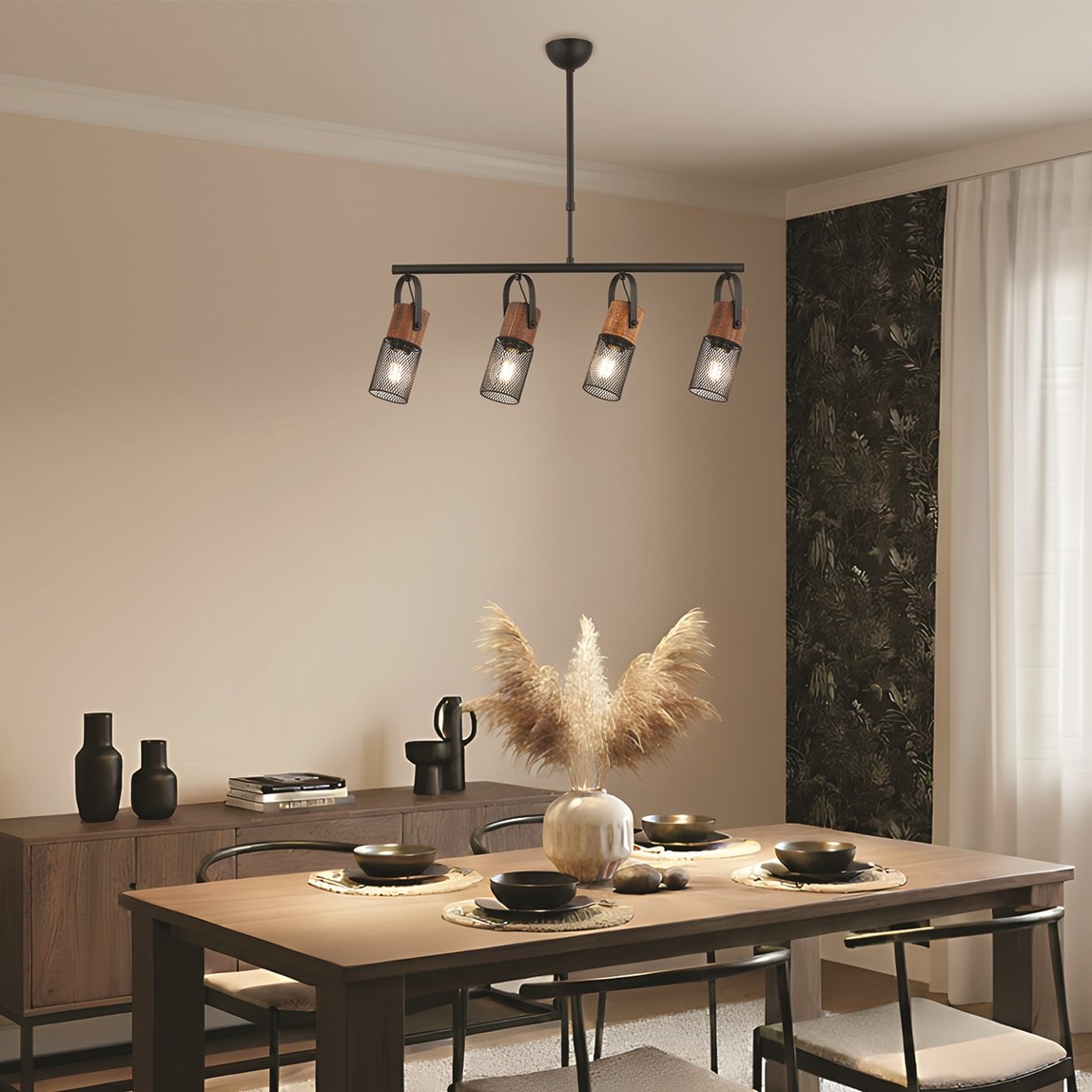    Lucea Lema Siyah Metal 4'lü Sıralı Avize  