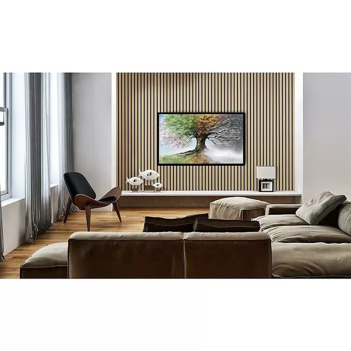    Quanti Dikdörtgen Akustik Duvar Paneli Açık Gri Meşe 52x244x1,8 cm 