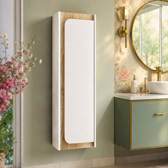 Gold Banyo Valery 35 cm Banyo Boy Dolabı Beyaz-Ceviz