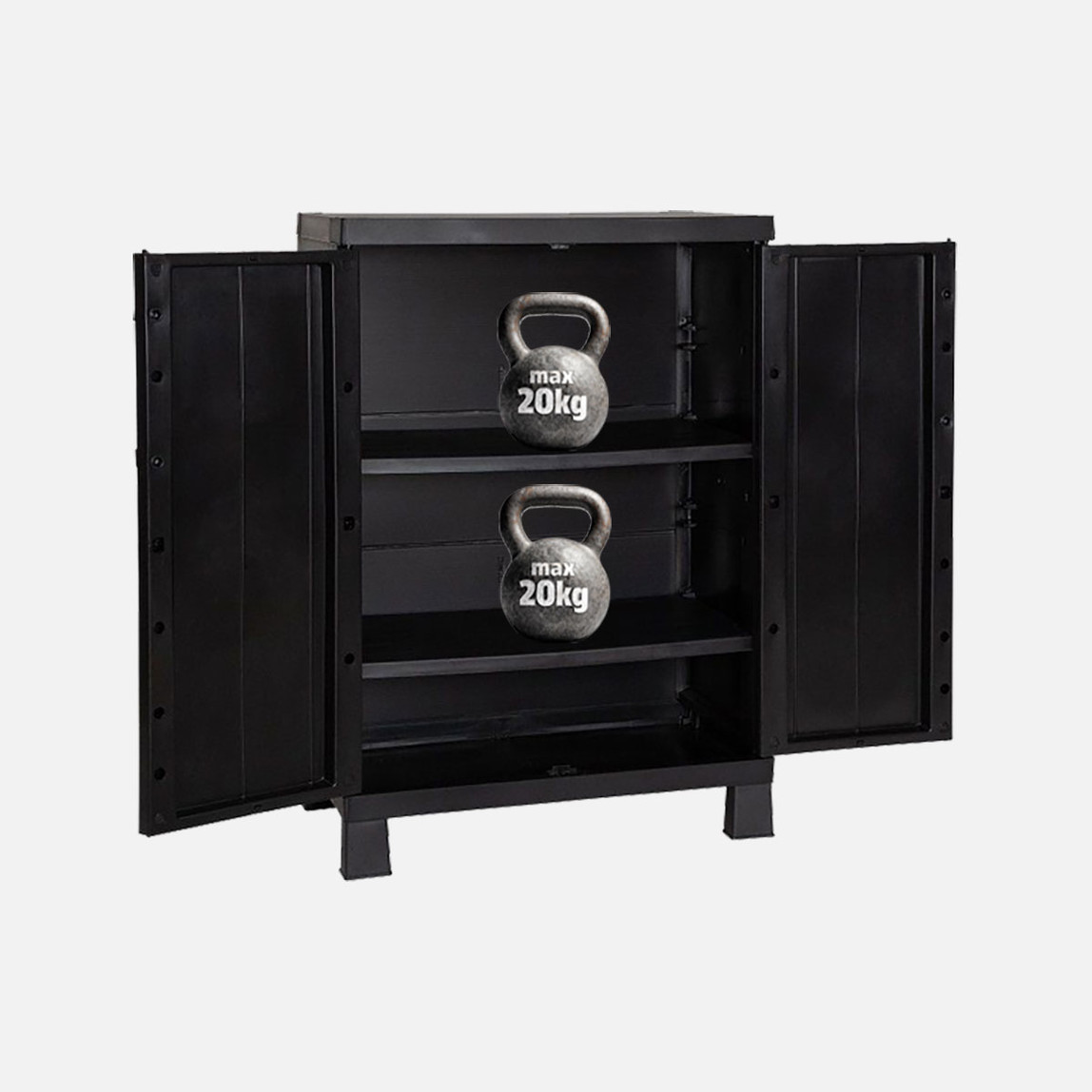    Toomax Garage Midi 2 Raflı Plastik Dolap Siyah 