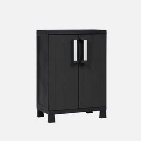 Garage Midi 2 Raflı Plastik Dolap Siyah