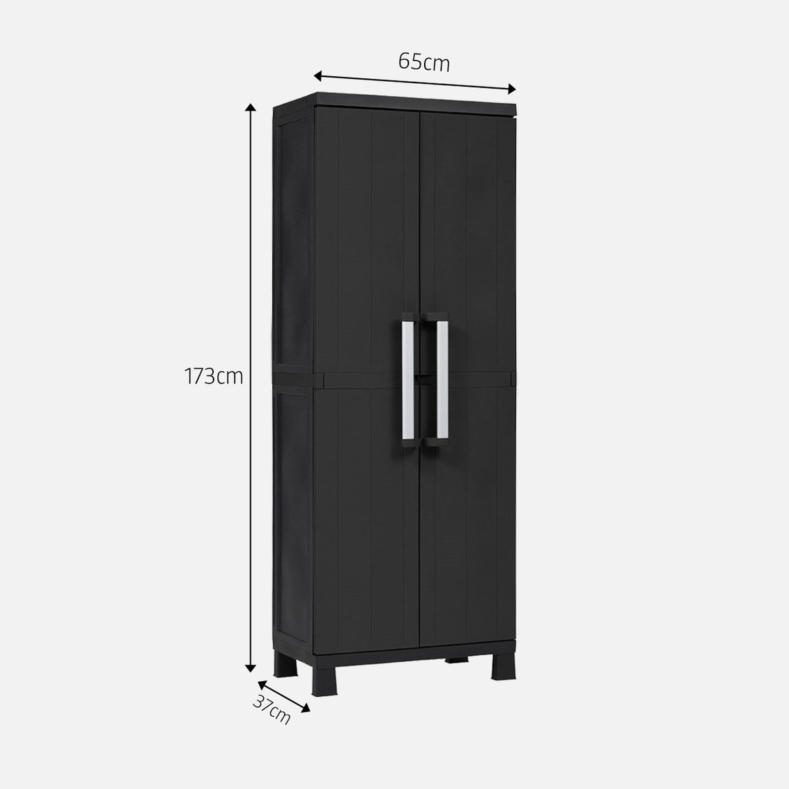    Toomax Garage Midi 4 Raflı ve Uzun Bölmeli Plastik Dolap Siyah 