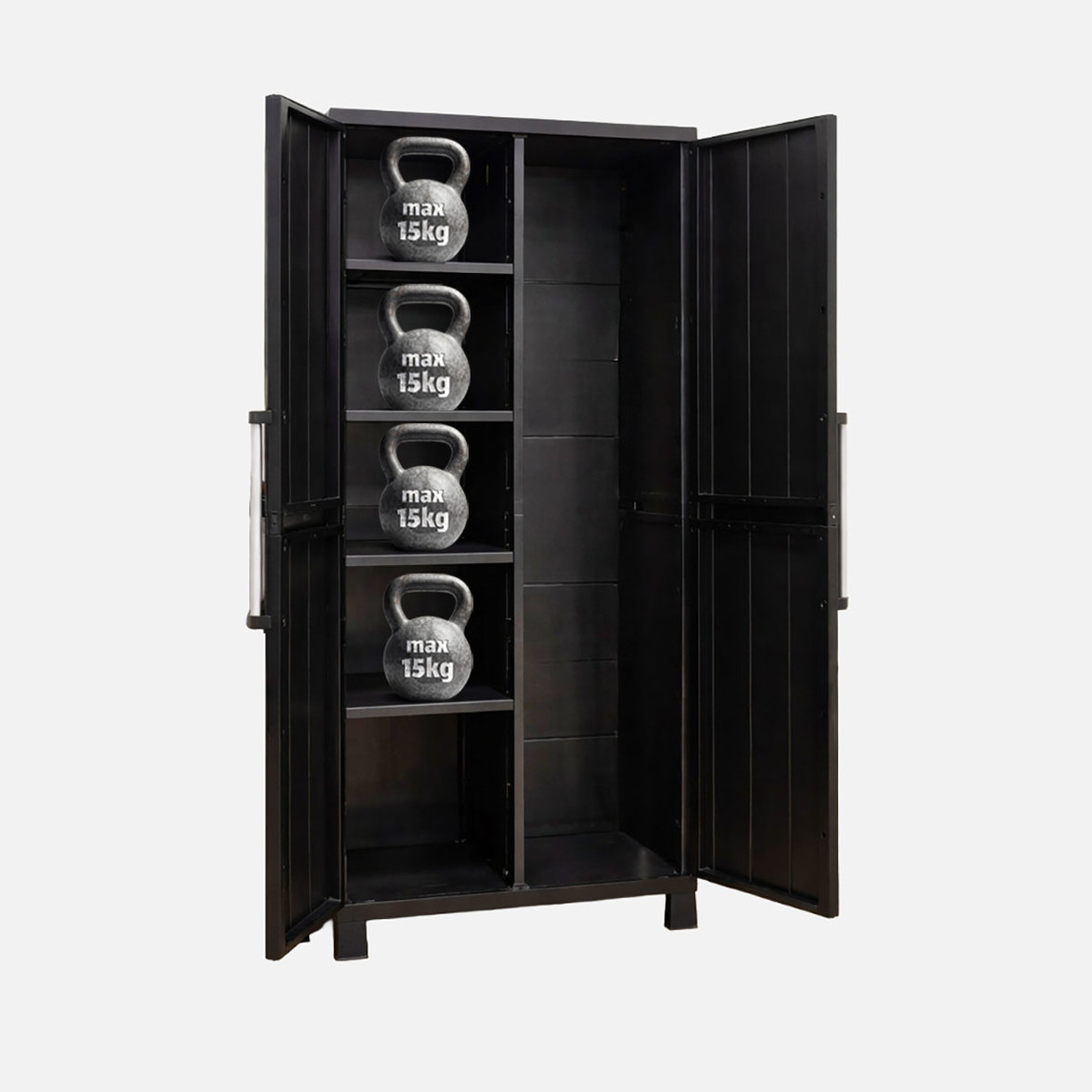    Toomax Garage Midi 4 Raflı ve Uzun Bölmeli Plastik Dolap Siyah 