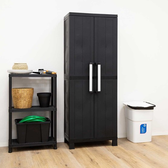 Garage Midi 4 Raflı ve Uzun Bölmeli Plastik Dolap Siyah