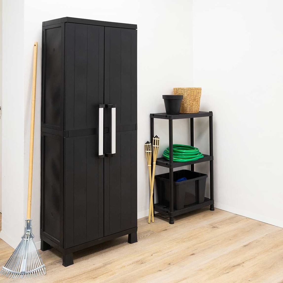    Garage Midi 3 Raflı Plastik Dolap Siyah 