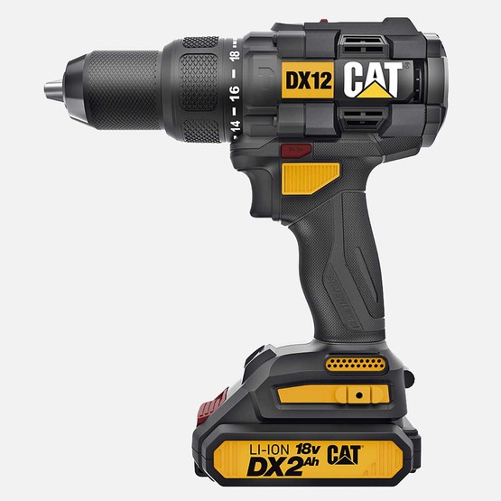 Cat DX12SET 18Volt/2.0Ah Li-ion Çift Akülü Kömürsüz Profesyonel Şarjlı Darbeli Matkap (201 Parça Delme/Vidalama Uç Seti 