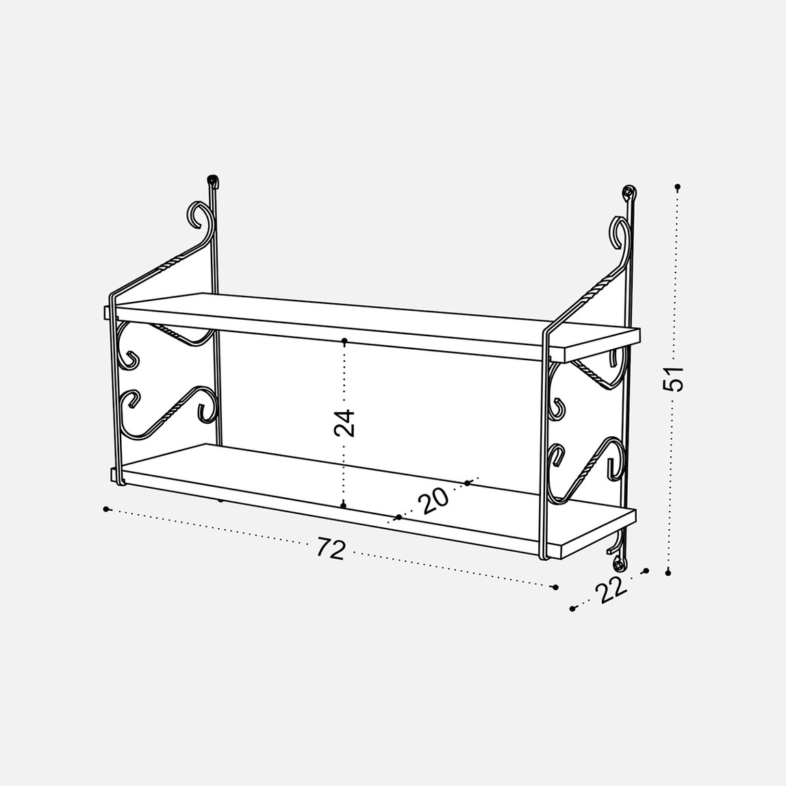    Endpa Seramoni 2 Raflı Set 20x72 cm Antik Çam 