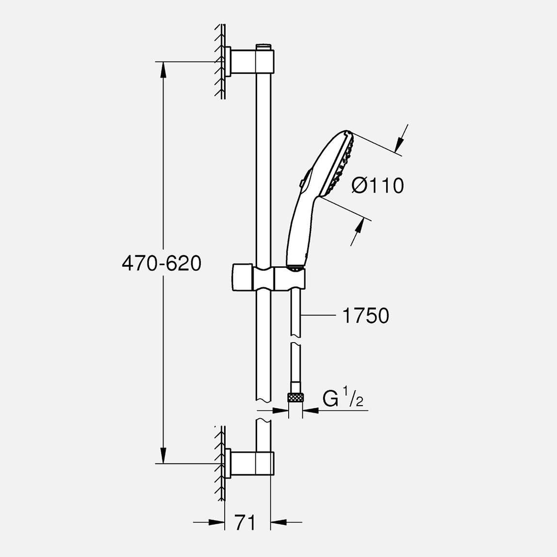    Grohe Vitalio Start 110 3 Fonksiyonlu Sürgülü Duş Seti 