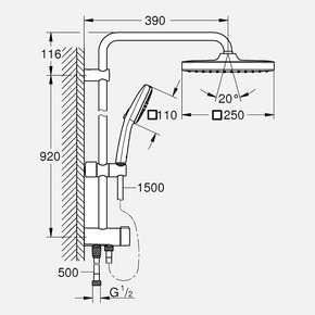 Grohe Vitalio Comfort 250 Kare Duş Sistemi