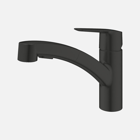 Grohe Start Siyah Spiralli Yatık Borulu Eviye Bataryası