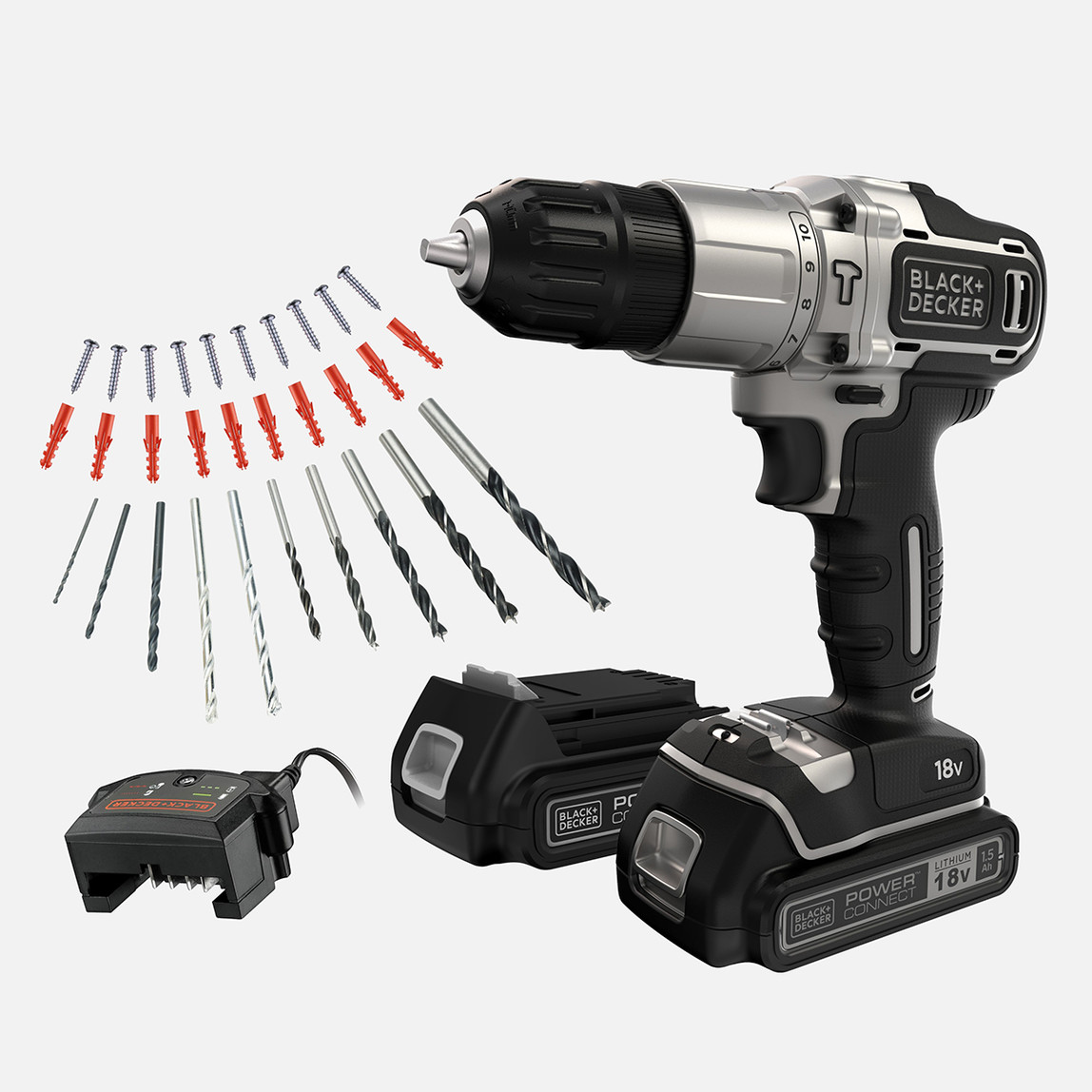    Black&Decker BDCHD18SC2K-QW Silver Li-ion 18V 1.5 Ah Çift Akülü Darbeli Matkap Vidalama 