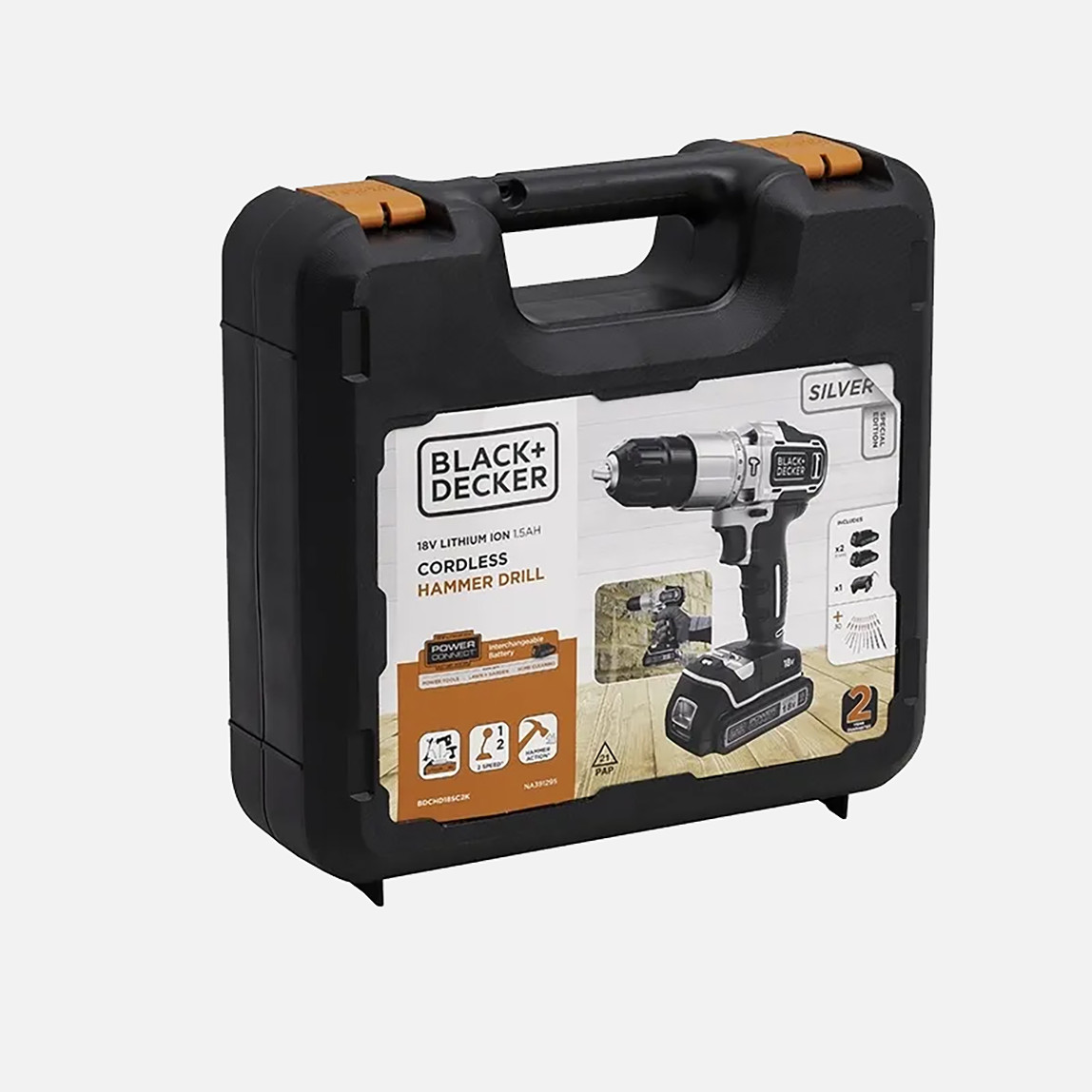    Black&Decker BDCHD18SC2K-QW Silver Li-ion 18V 1.5 Ah Çift Akülü Darbeli Matkap Vidalama 