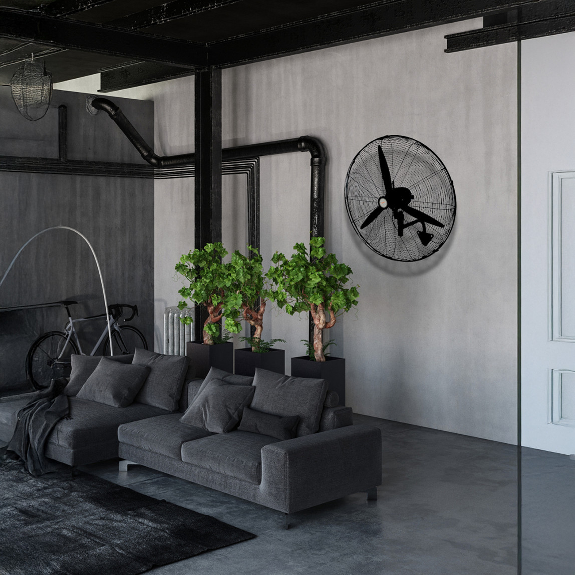    Dlc FLW-750-F 240 Watt Sanayi Tipi Duvar Vantilatörü Siyah 