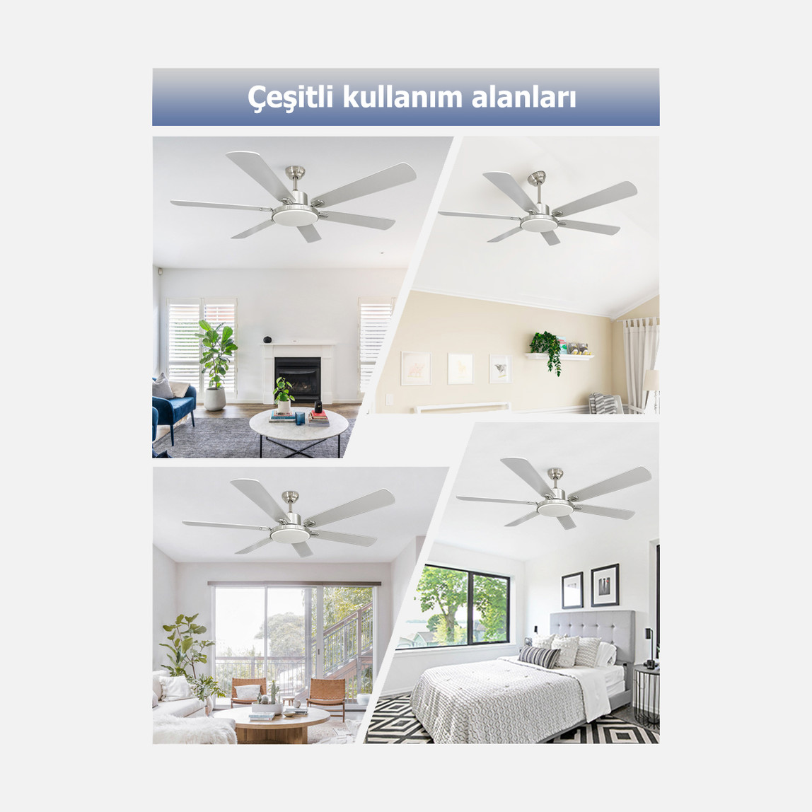    Dlc Grecale Led Mat Krom 148 cm Tavan Vantilatörü 