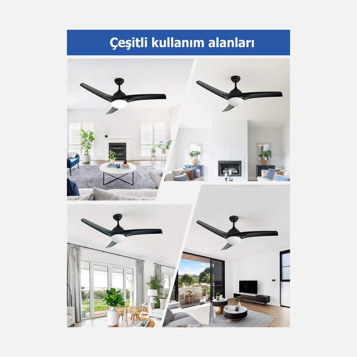    Dlc Favonio Led Siyah 132 cm Tavan Vantilatörü 