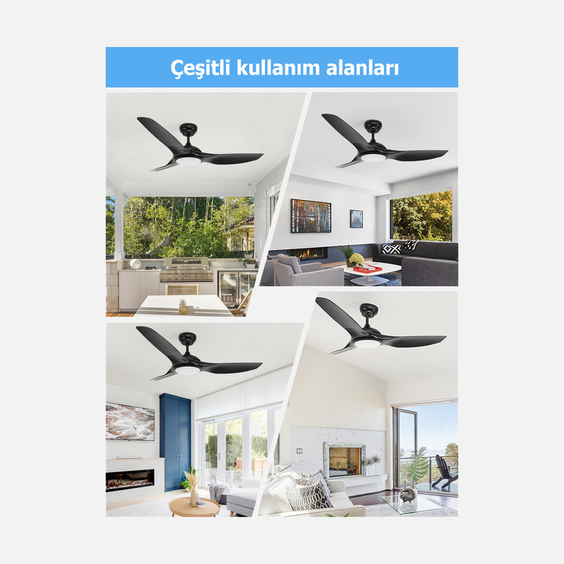    Dlc Bora Led Siyah 122 cm Tavan Vantilatörü 