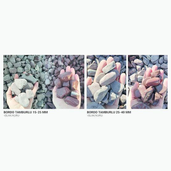 Güzelbahçe 10 Kg Doğal Taş Bordo Tamburlu 25-45 mm