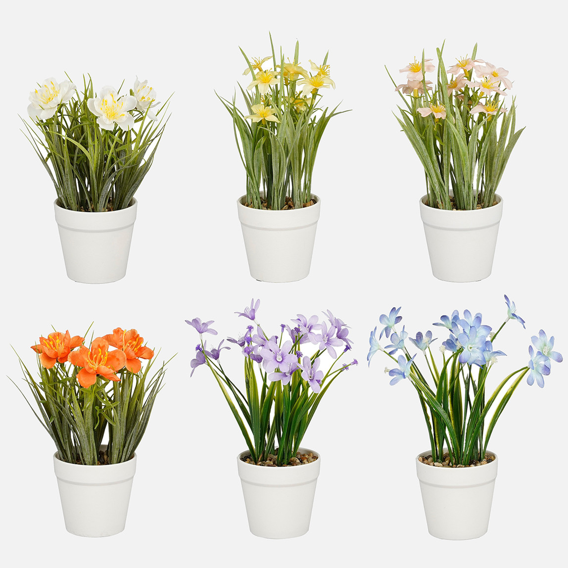    Beyaz Saksıda Yapay Çiçekler 