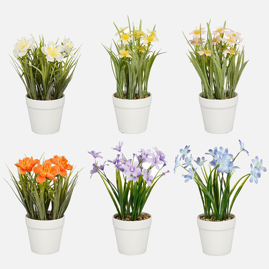 Beyaz Saksıda Yapay Çiçekler