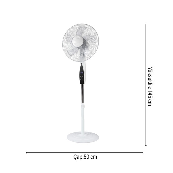 Dlc FS-K45BR 65 Watt Zaman Ayarlı Kumandalı Ayaklı Vantilatör Beyaz