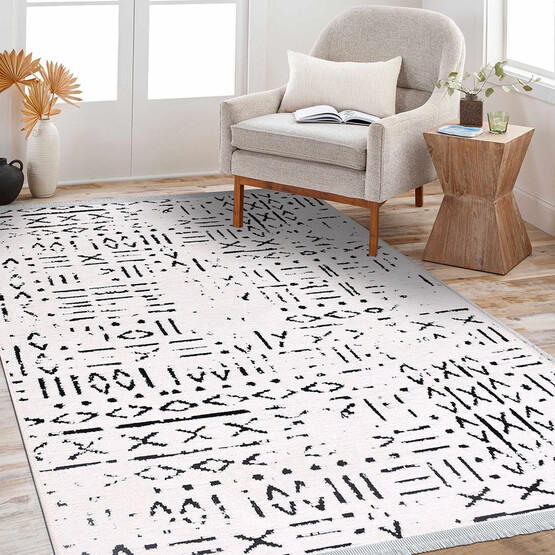 Crea Vanilya Kilim 8018 Beyaz 80x300 cm