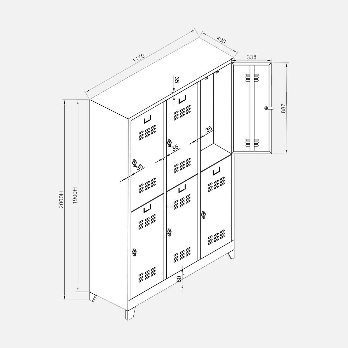    Jessan Metal 6'lı Soyunma Dolabı 