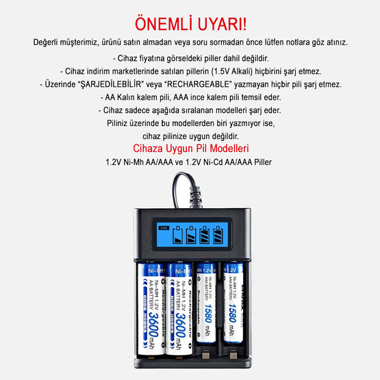 Greentech Pil Şarj Cihazı (Dört Yuvalı)